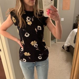 NWT Ann Taylor floral flutter sleeve top